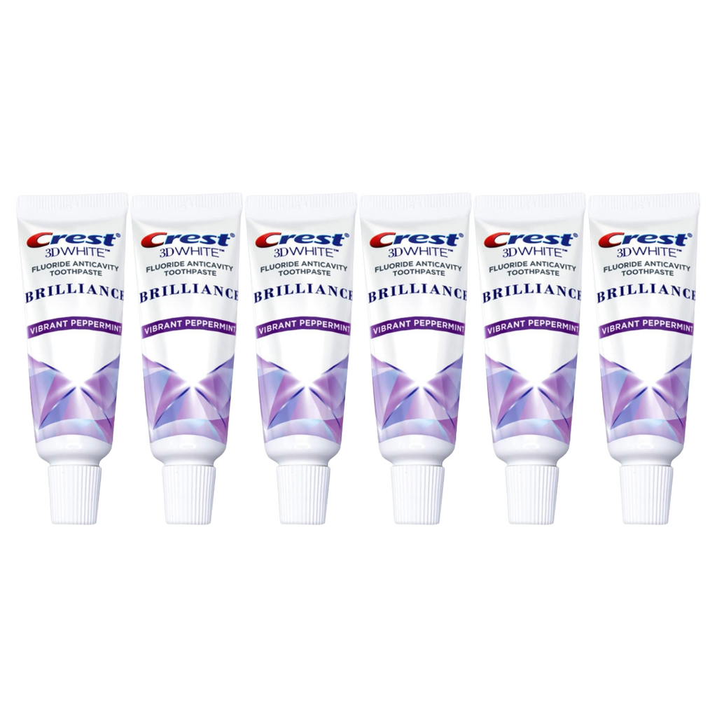 Crest 3D White Brilliance Vibrant Peppermint Travel Size 0.85 Oz Toothpaste (Pack of 6)