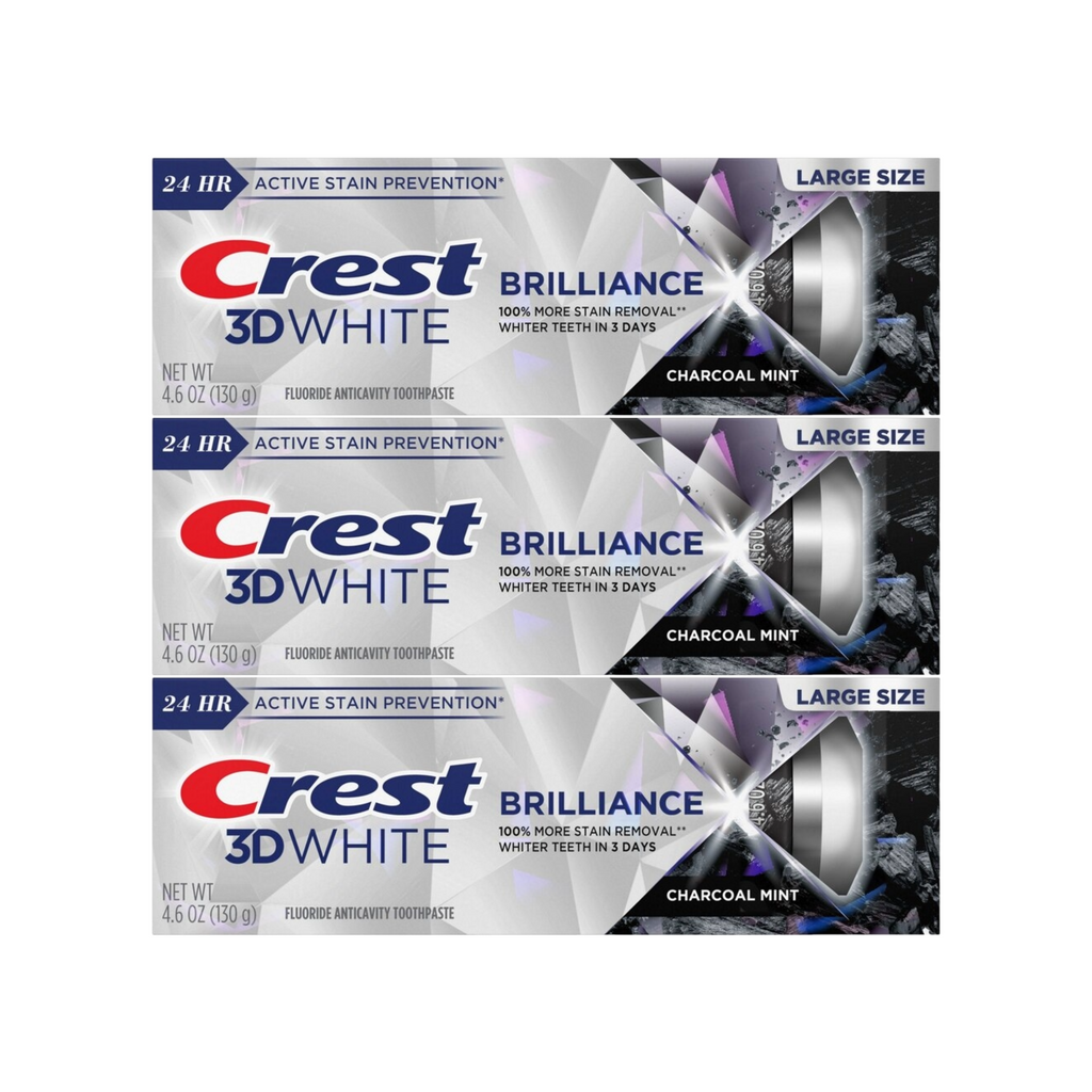 Crest 3D White Brilliance Charcoal Mint Toothpaste 4.6oz (Pack of 3)