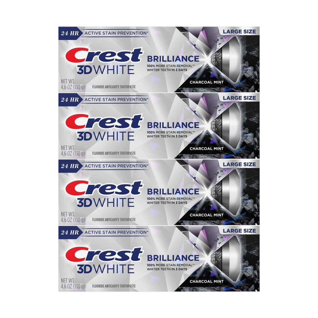 Crest 3D White Brilliance Charcoal Mint Toothpaste 4.6oz (Pack of 4)