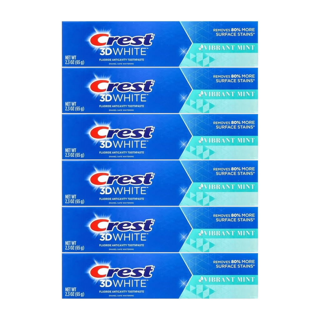 Crest 3D White Vibrant Mint Toothpaste 2.3oz (Pack of 6)