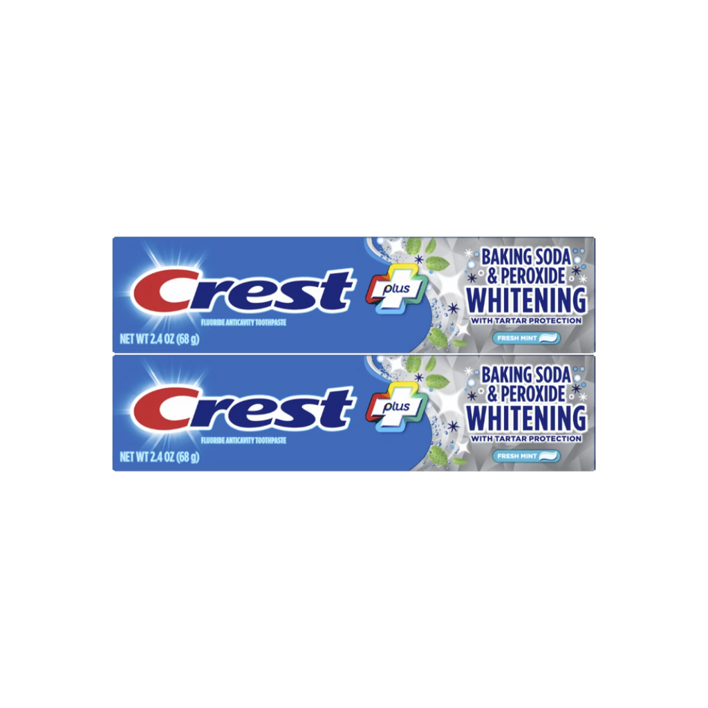 Crest Baking Soda and Peroxide Whitening with Tartar Protection Fresh Mint Toothpaste 2.4 Oz (Pack of 2)