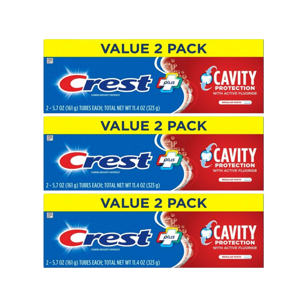 Crest Cavity Protection Regular Paste Twin Pack, 2 Tubes of 5.7 Oz Each (Pack of 3)