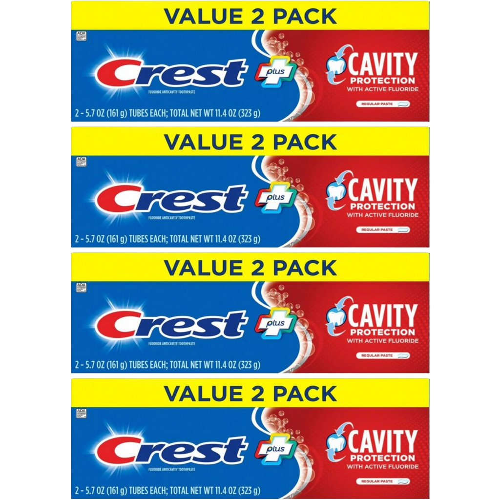 Crest Cavity Protection Regular Paste Twin Pack, 2 Tubes of 5.7 Oz Each (Pack of 4)