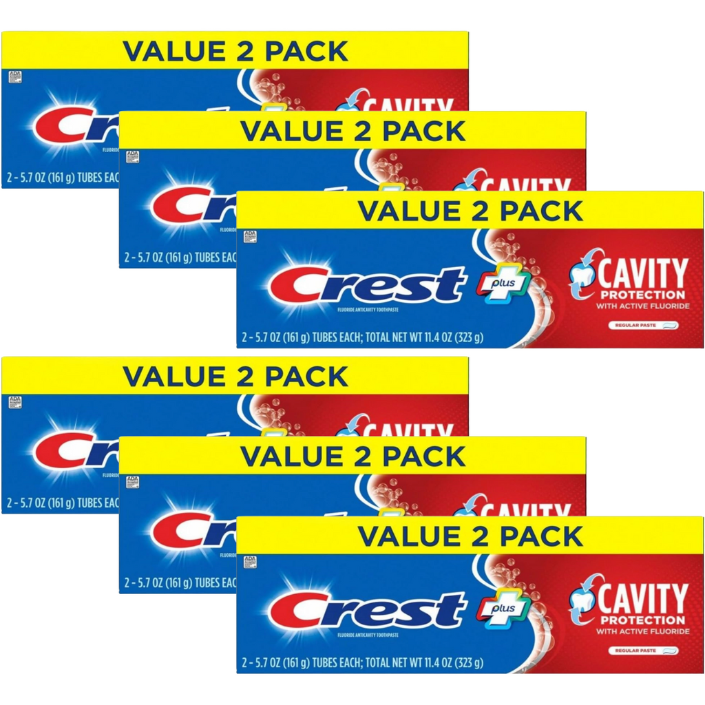 Crest Cavity Protection Regular Paste Twin Pack, 2 Tubes of 5.7 Oz Each (Pack of 6)