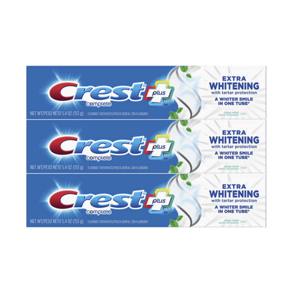Crest Extra Whitening with Tartar Protection Clean Mint Toothpaste 5.4 Oz (Pack of 3)