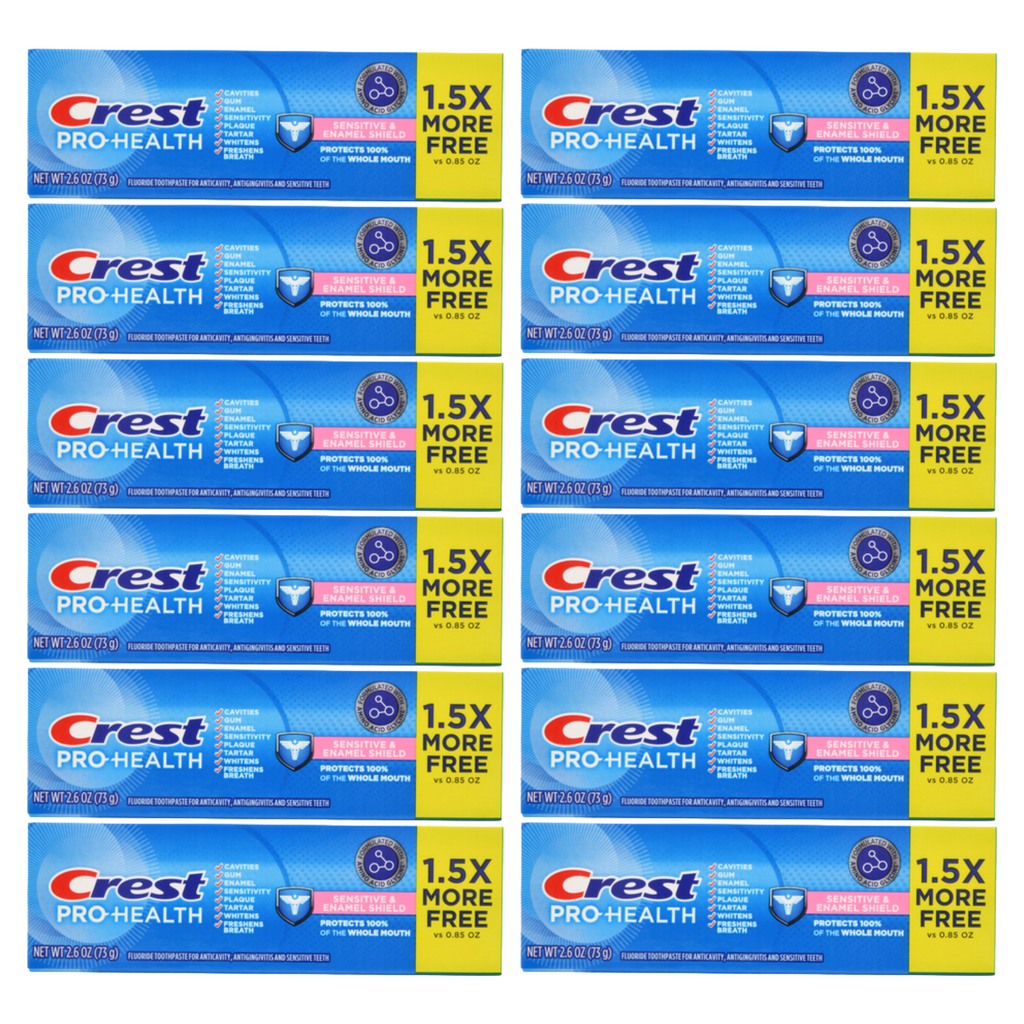 Crest Pro-Health Sensitive and Enamel Shield Toothpaste 2.6 Oz (Pack of 12)