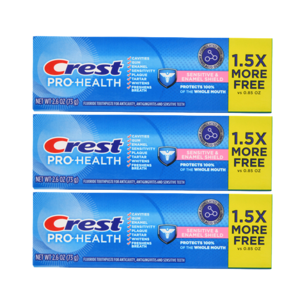 Crest Pro-Health Sensitive and Enamel Shield Toothpaste 2.6 Oz (Pack of 3)