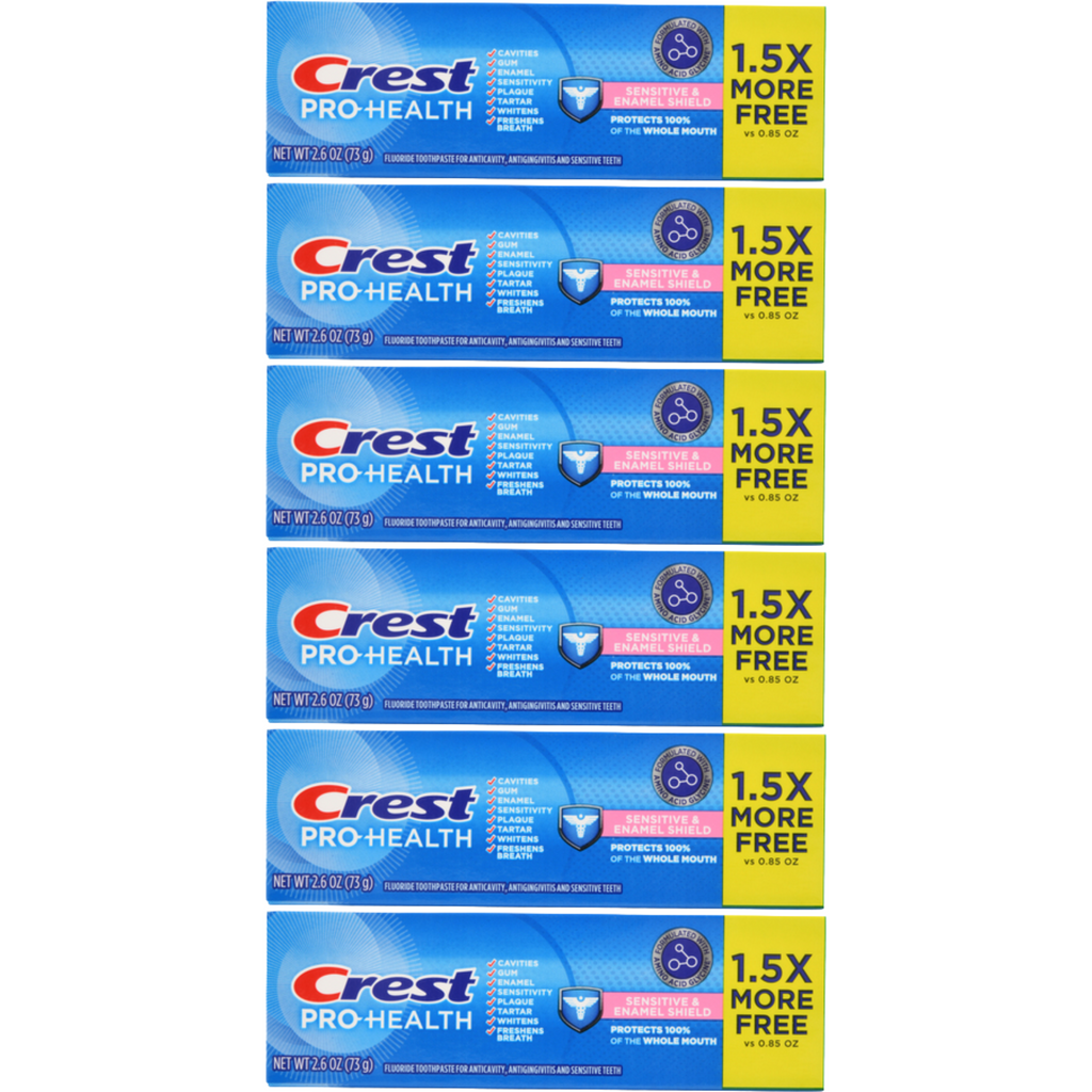 Crest Pro-Health Sensitive and Enamel Shield Toothpaste 2.6 Oz (Pack of 6)