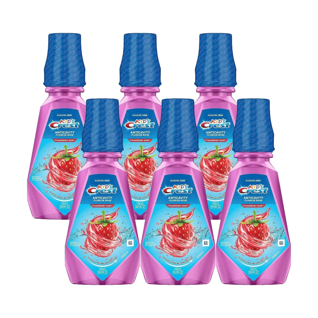 Kid's Crest Anticavity Fluoride Rinse, Strawberry Rush, 500ml (Pack of 6)