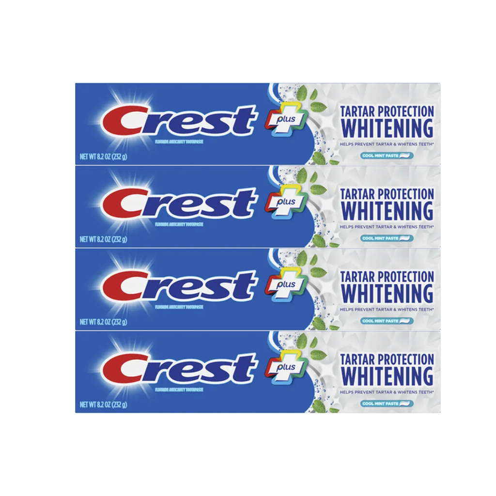 Crest Plus Tartar Protection Whitening Cool Mint Toothpaste 8.2 Oz (Pack of 4)