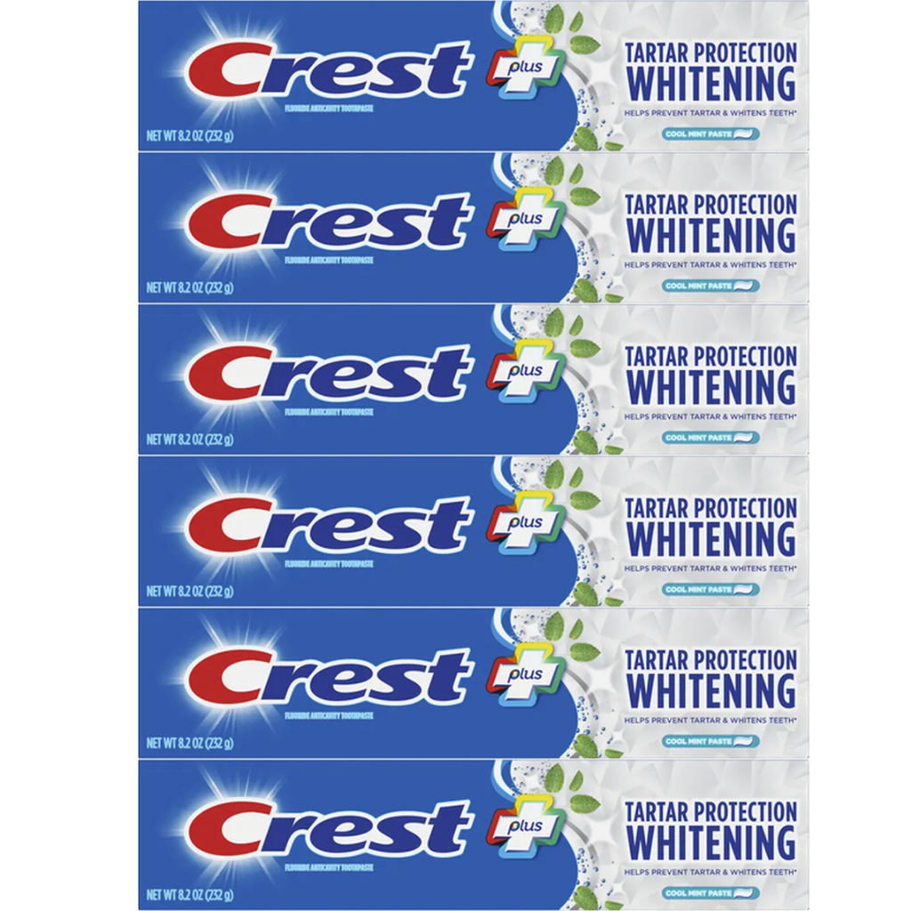Crest Plus Tartar Protection Whitening Cool Mint Toothpaste 8.2 Oz (Pack of 6)