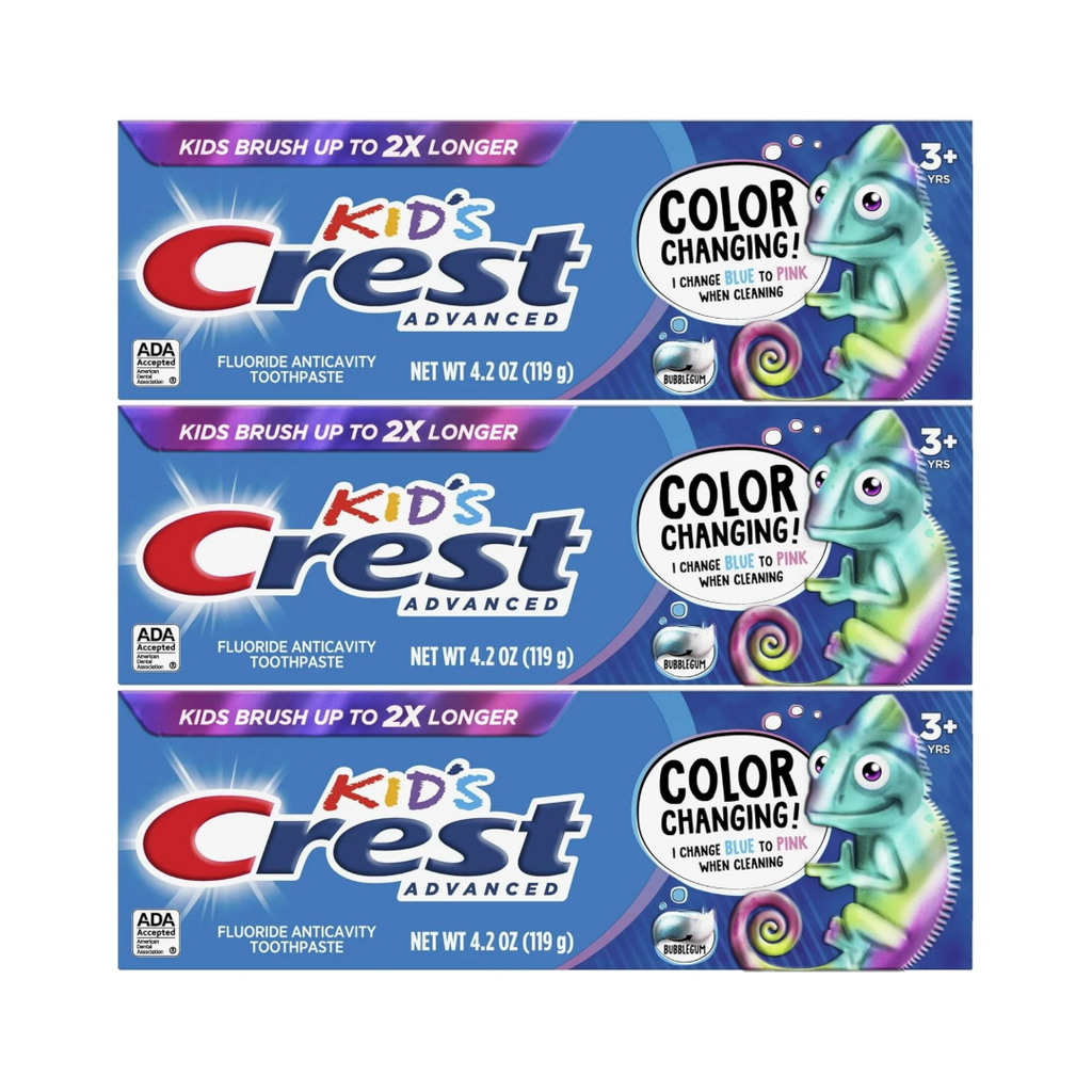 Kid's Crest Advanced Fluoride Anticavity Toothpaste, Bubblegum Flavor 4.2 Oz (Pack of 3)