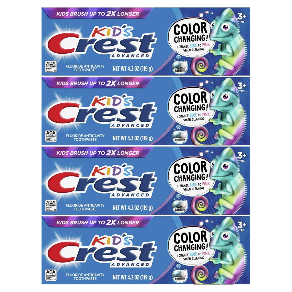 Kid's Crest Advanced Fluoride Anticavity Toothpaste, Bubblegum Flavor 4.2 Oz (Pack of 4)