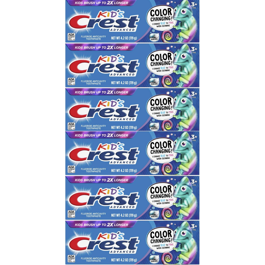 Kid's Crest Advanced Fluoride Anticavity Toothpaste, Bubblegum Flavor 4.2 Oz (Pack of 6)
