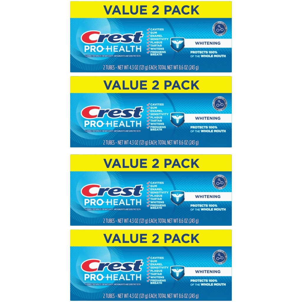 Crest Pro-Health Whitening Toothpaste Twin Pack, Two Tubes of 4.3 Oz (Pack of 4)