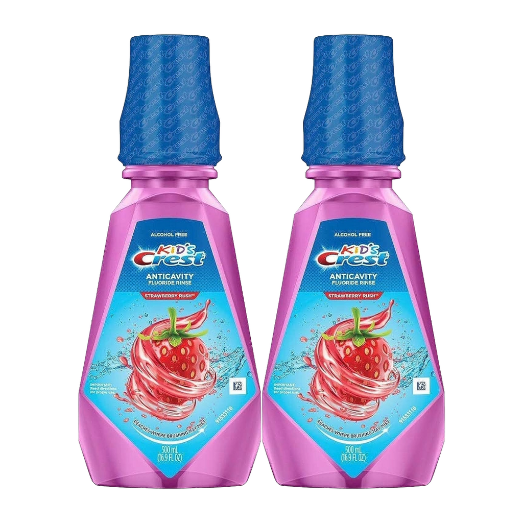 Kid's Crest Anticavity Fluoride Rinse, Strawberry Rush, 500ml (Pack of 2)