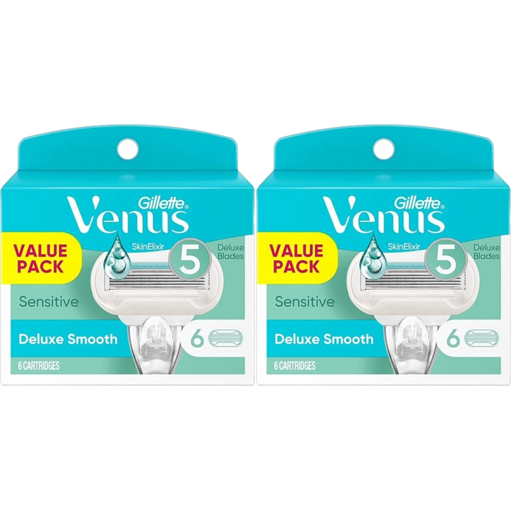 Gillette Venus Deluxe Smooth Sensitive 5 Blade Cartridges (Pack of 2)