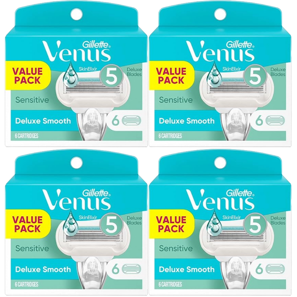 Gillette Venus Deluxe Smooth Sensitive 6 Blade Cartridges (Pack of 4)
