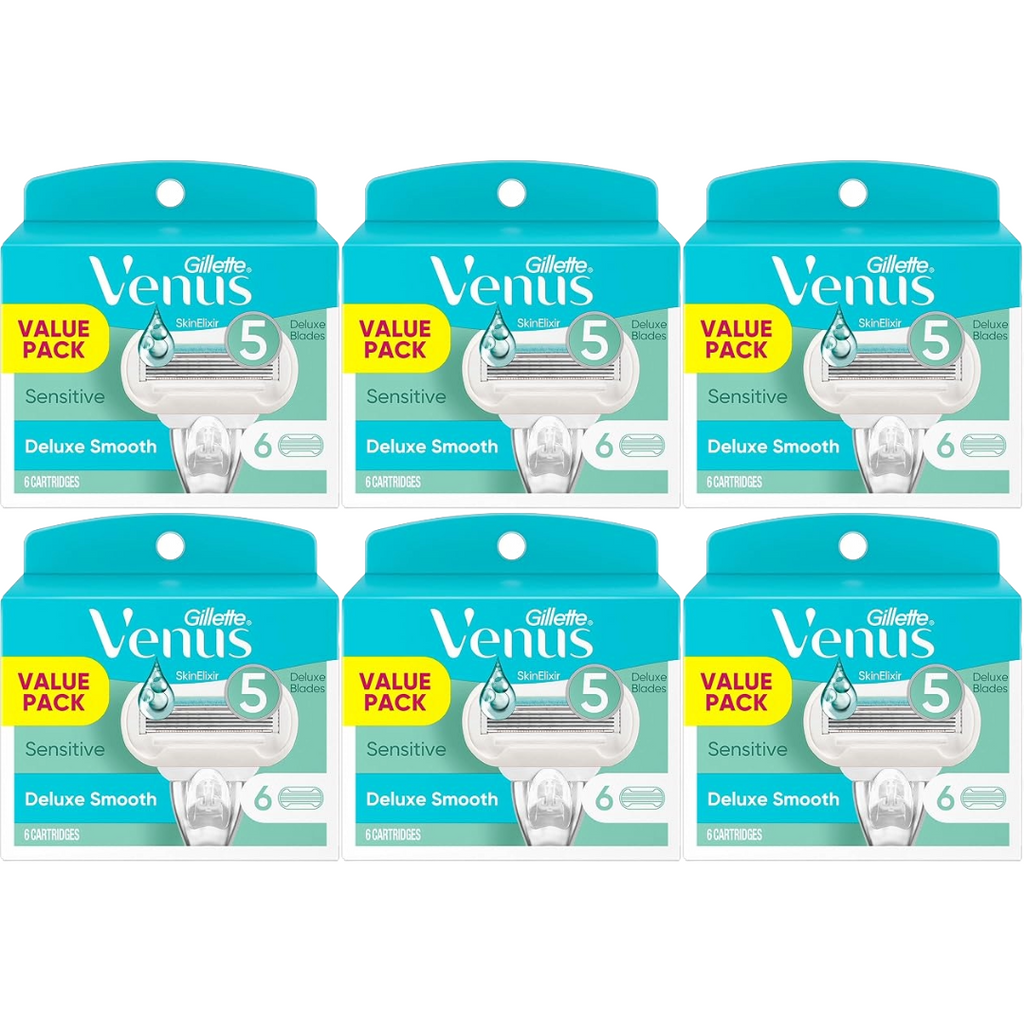 Gillette Venus Deluxe Smooth Sensitive 6 Blade Cartridges (Pack of 6)