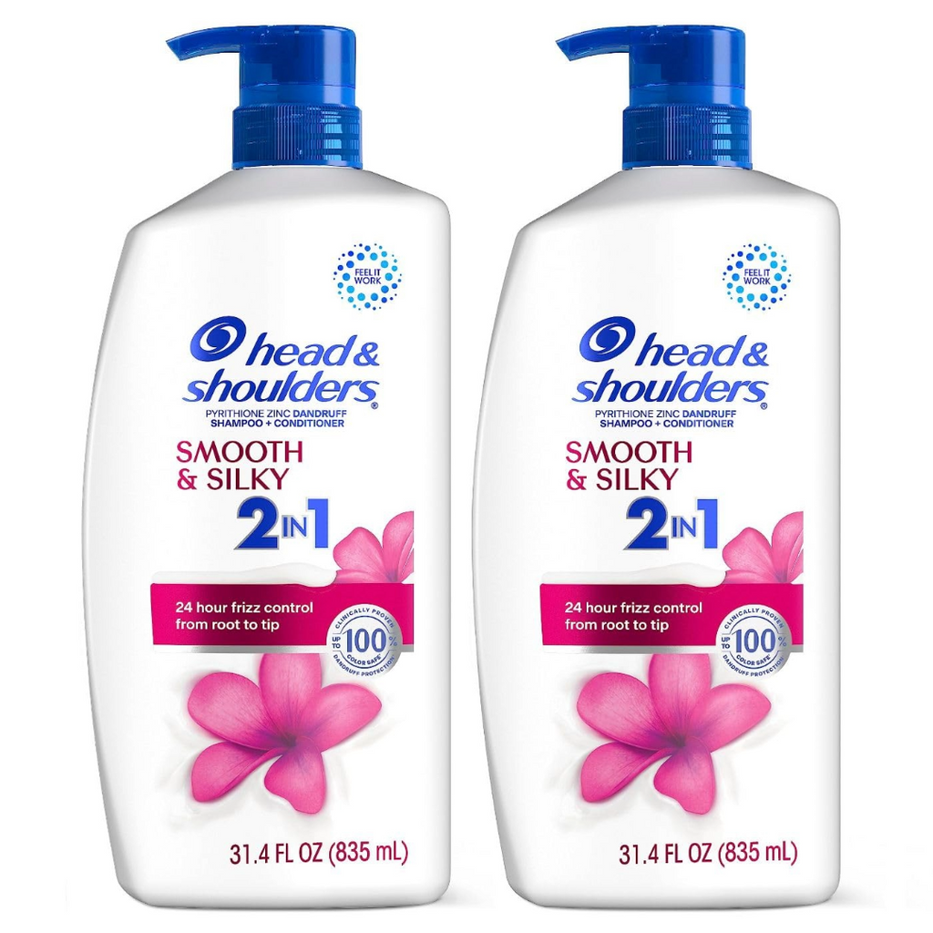 Head & Shoulders Smooth & Silky 2-in-1 Shampoo and Conditioner 31.4 Fl Oz (Pack of 2)