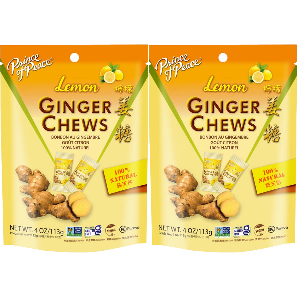 Prince of Peace Ginger Candy (Chews) With Lemon, 4oz (Pack of 2)