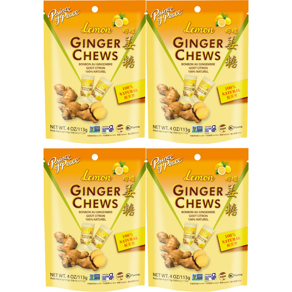 Prince of Peace Ginger Candy (Chews) With Lemon, 4oz (Pack of 4)