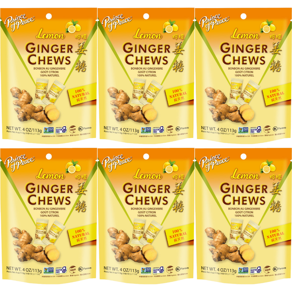 Prince of Peace Ginger Candy (Chews) With Lemon, 4oz (Pack of 6)