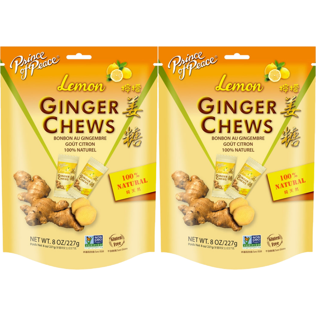 Prince of Peace Ginger Candy (Chews) With Lemon, 8oz (Pack of 2)
