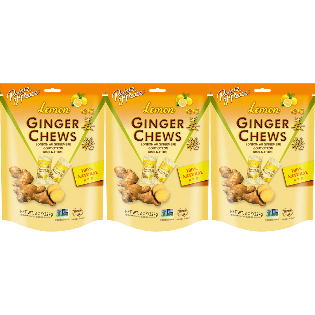 Prince of Peace Ginger Candy (Chews) With Lemon, 8oz (Pack of 3)