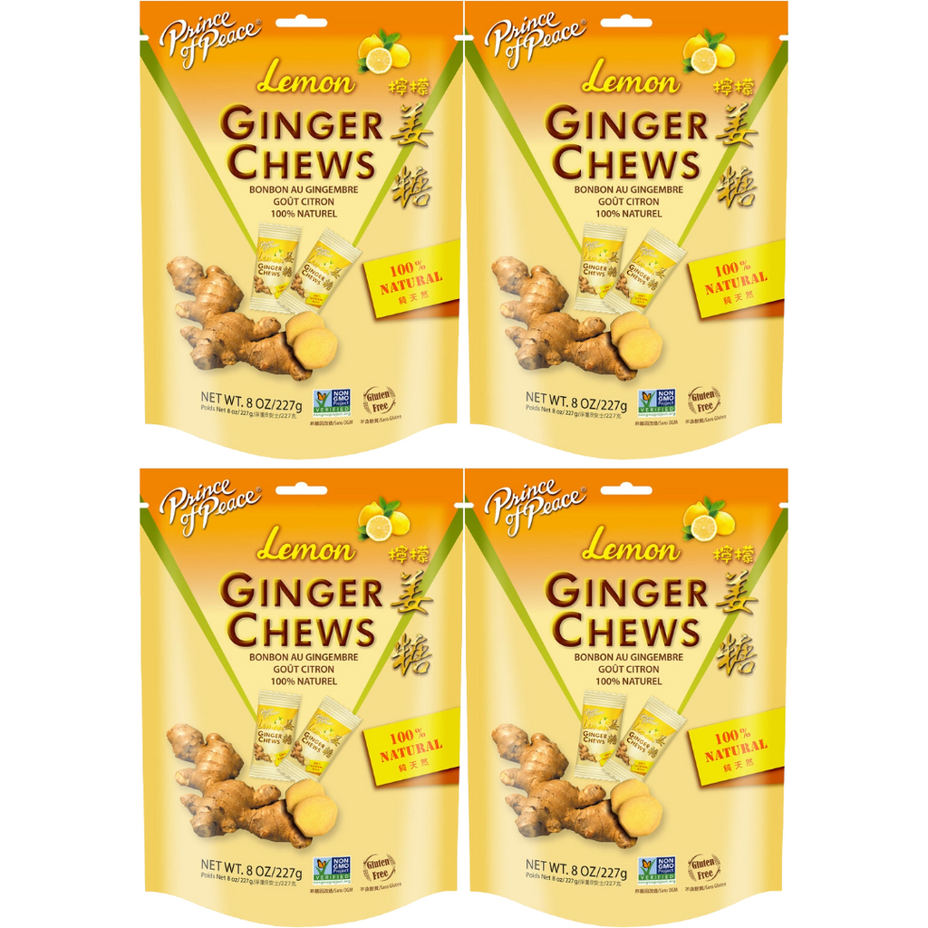 Prince of Peace Ginger Candy (Chews) With Lemon, 8oz (Pack of 4)