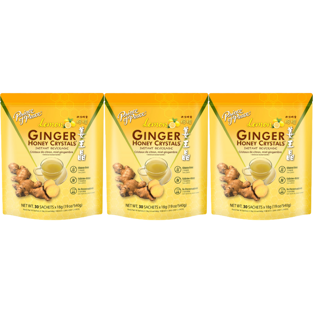Prince of Peace Instant Lemon Ginger Honey Crystals, 30 sachets (Pack of 3)