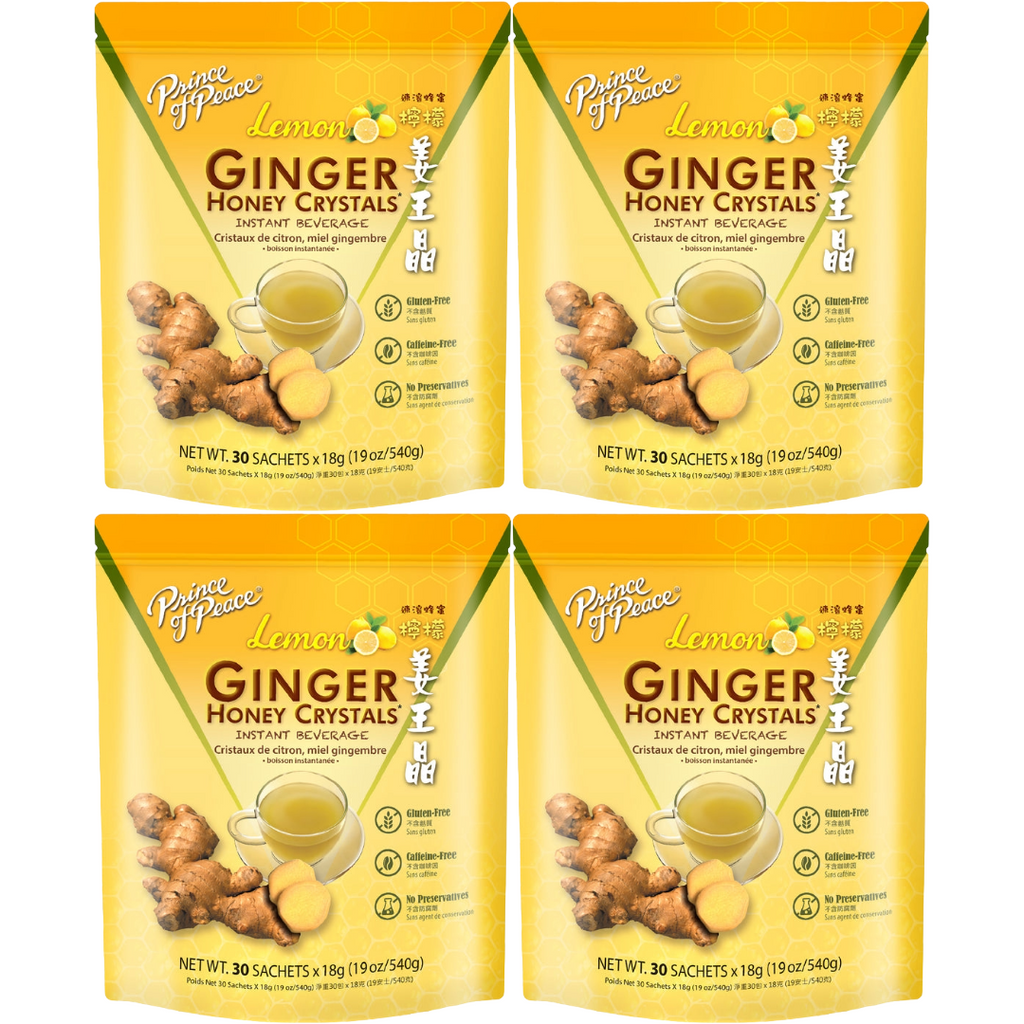 Prince of Peace Instant Lemon Ginger Honey Crystals, 30 sachets (Pack of 4)