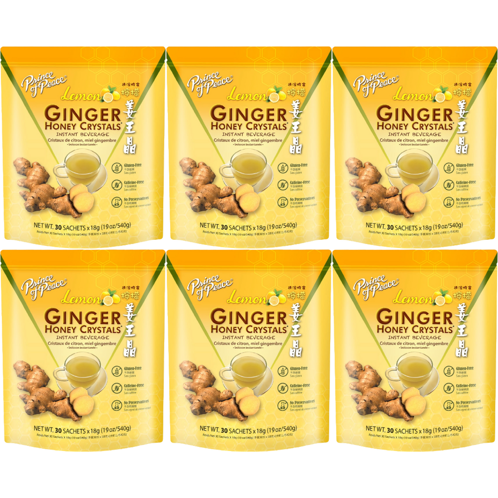 Prince of Peace Instant Lemon Ginger Honey Crystals, 30 sachets (Pack of 6)