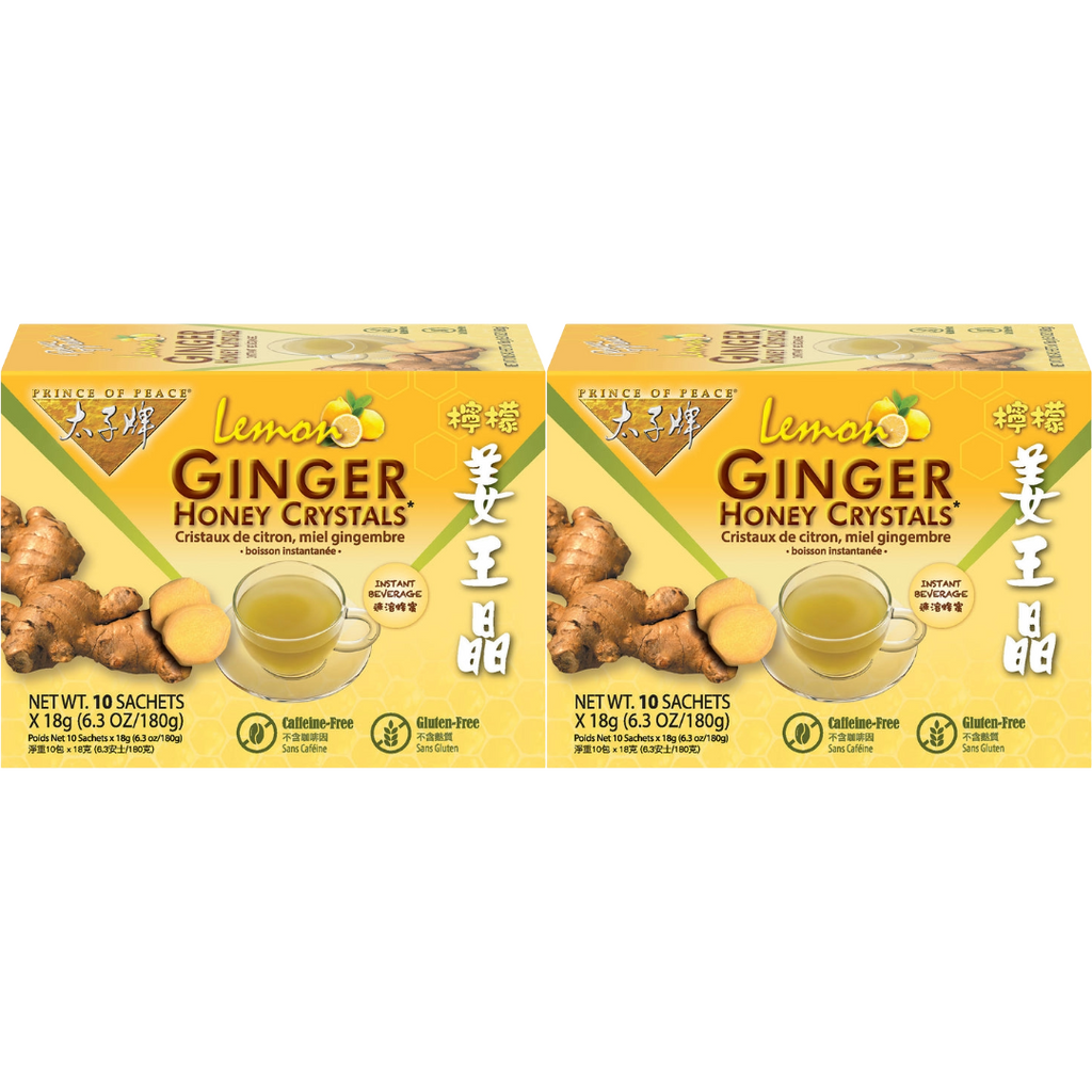 Prince of Peace Instant Lemon Ginger Honey Crystals, 10 sachets (Pack of 2)