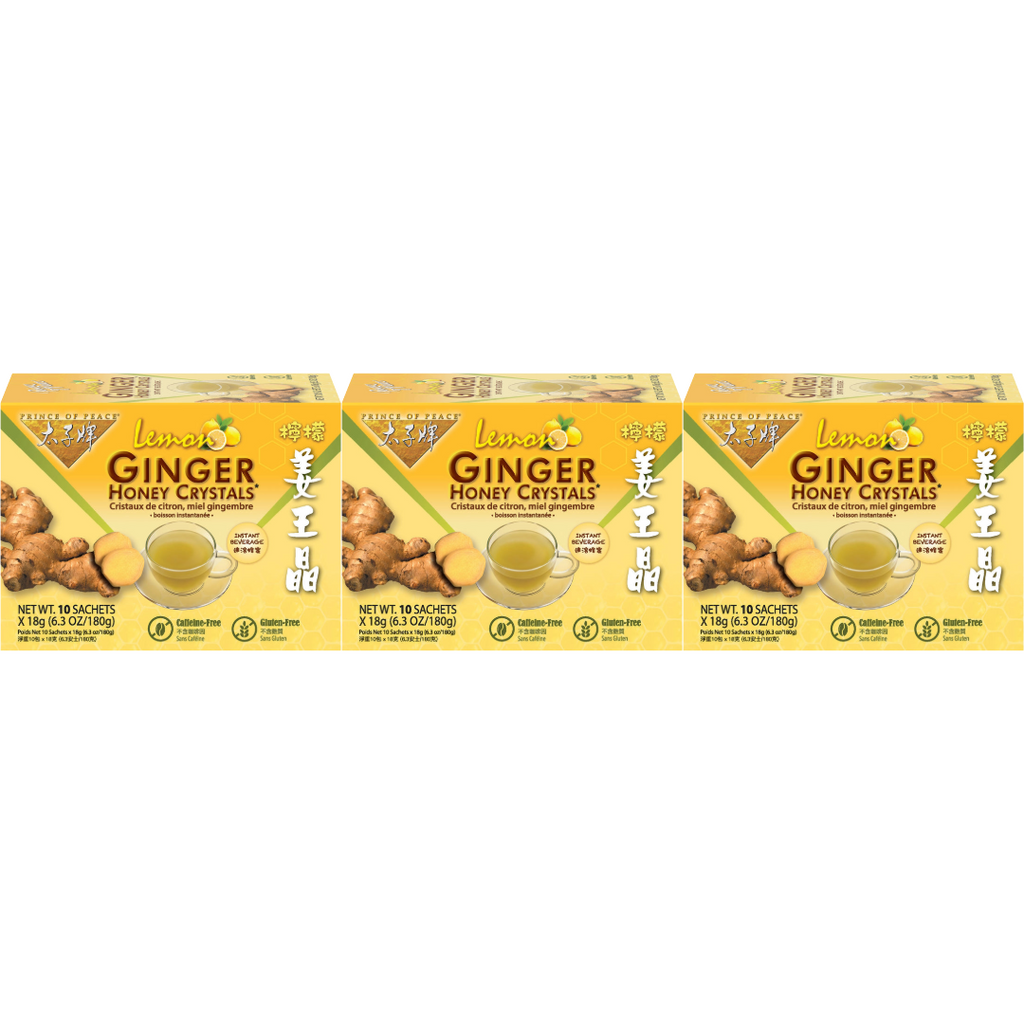Prince of Peace Instant Lemon Ginger Honey Crystals, 10 sachets (Pack of 3)