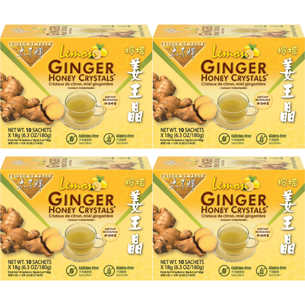 Prince of Peace Instant Lemon Ginger Honey Crystals, 10 sachets (Pack of 4)