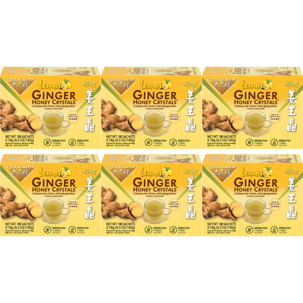 Prince of Peace Instant Lemon Ginger Honey Crystals, 10 sachets (Pack of 6)