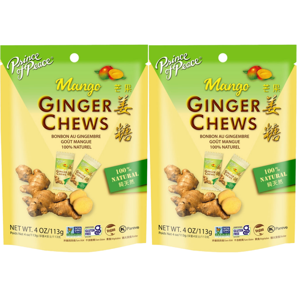Prince of Peace Ginger Candy (Chews) With Mango, 4oz (Pack of 2)