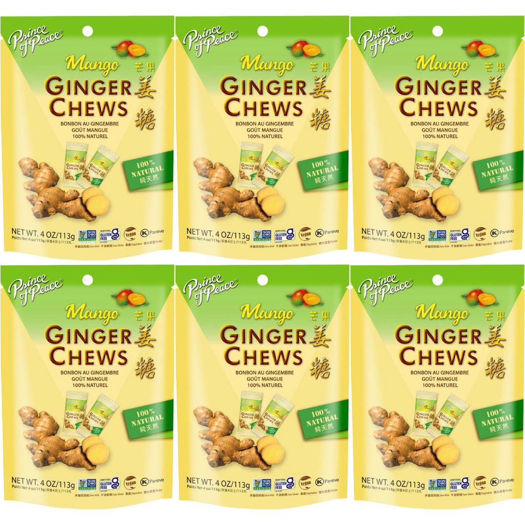 Prince of Peace Ginger Candy (Chews) With Mango, 4oz (Pack of 6)