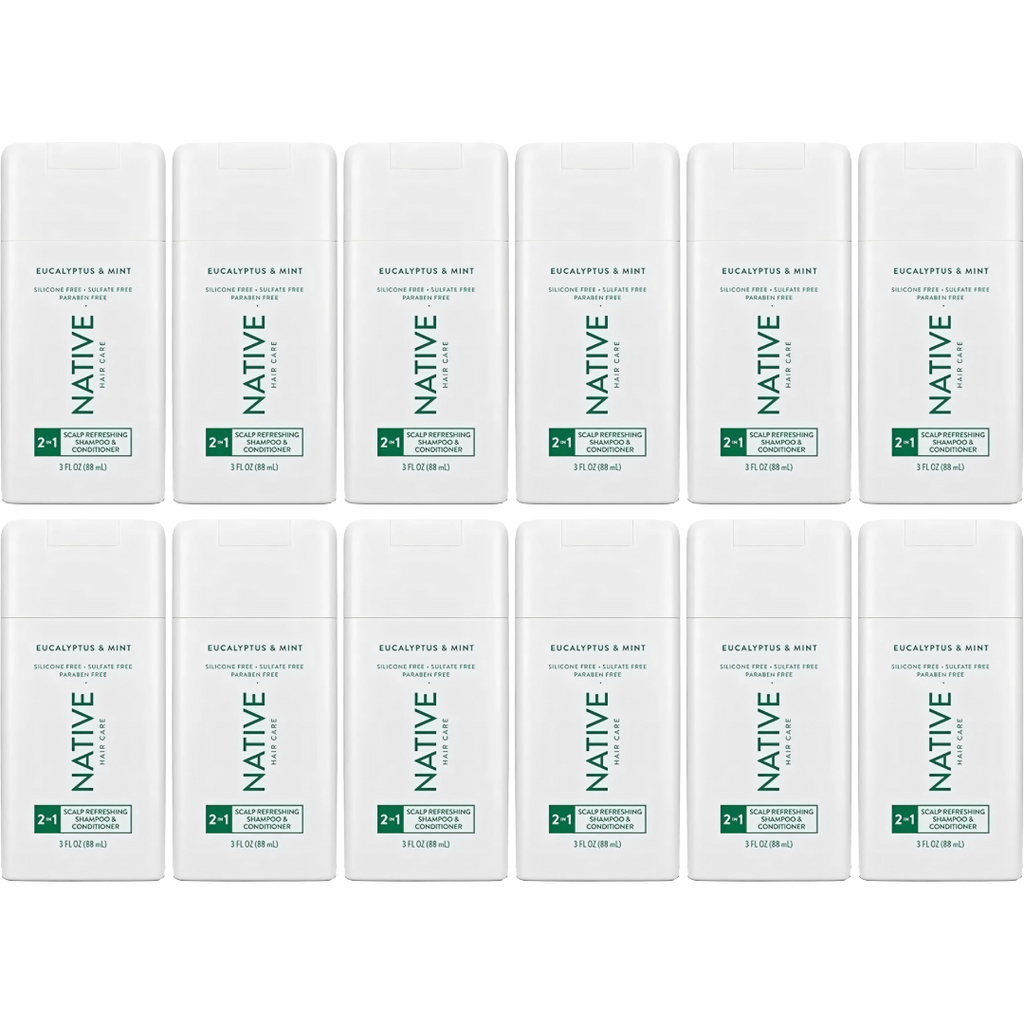 Native Eucalyptus & Mint 2-in-1 Shampoo and Conditioner 3 Oz (Pack of 12)