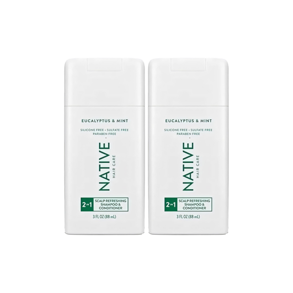 Native Eucalyptus & Mint 2-in-1 Shampoo and Conditioner 3 Oz (Pack of 2)
