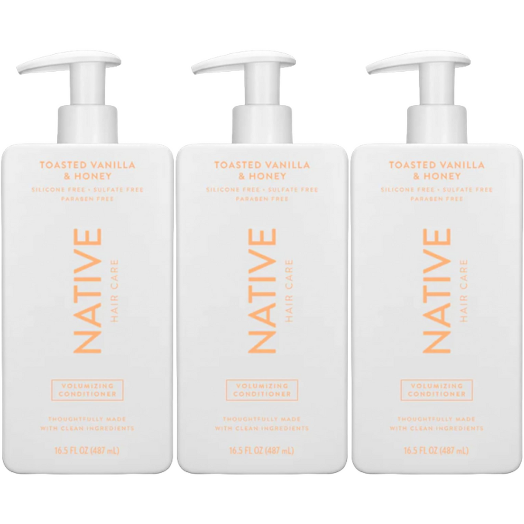 Native Toasted Vanilla and Honey Volumizing Conditioner 16.5 Fl Oz (Pack of 3)