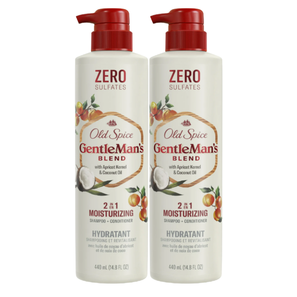 Old Spice Gentlemans Blend with Apricot Kernal and Coconut Oil 2-in-1 Moisturizing Shampoo and Conditioner 14.8 Fl Oz (Pack of 2)
