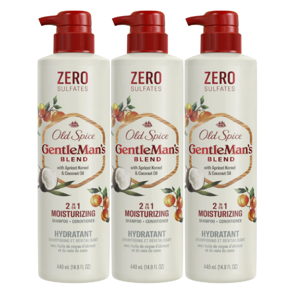 Old Spice Gentlemans Blend with Apricot Kernal and Coconut Oil 2-in-1 Moisturizing Shampoo and Conditioner 14.8 Fl Oz (Pack of 3)