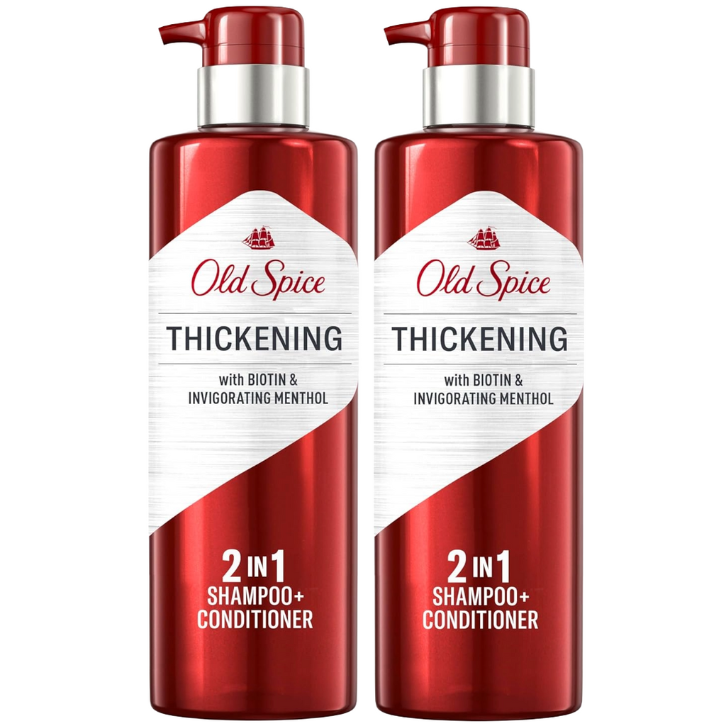 Old Spice 2-in-1 Thickening Shampoo and Conditioner 17.9 Fl Oz (Pack of 2)