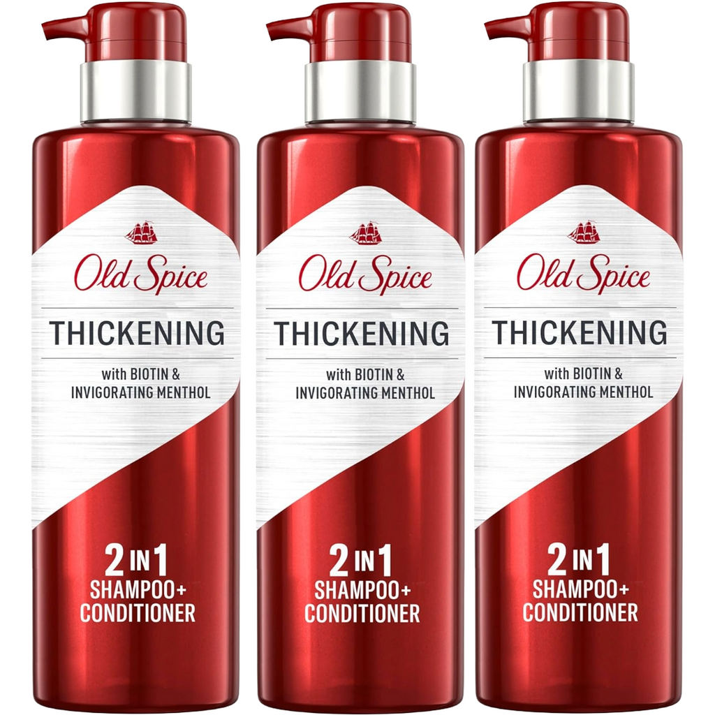 Old Spice 2-in-1 Thickening Shampoo and Conditioner 17.9 Fl Oz (Pack of 3)