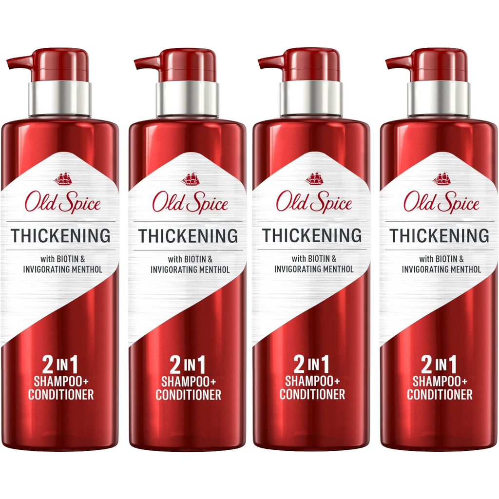 Old Spice 2-in-1 Thickening Shampoo and Conditioner 17.9 Fl Oz (Pack of 4)