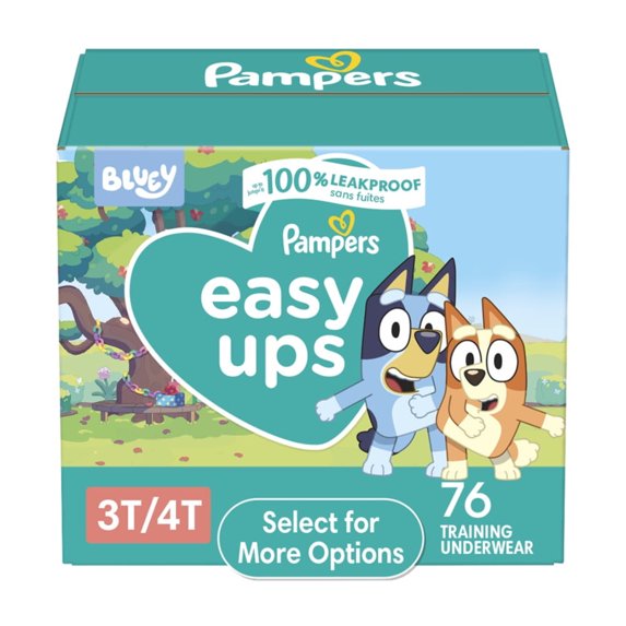 Pampers Easy Ups Bluey Potty Training Pants Boys Size 3T-4T, 76 Count