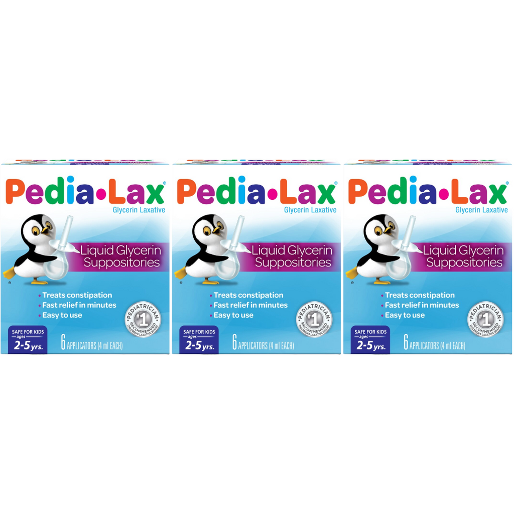 Pedia-Lax Liquid Glycerin Suppositories, 6 Count (Pack of 3)