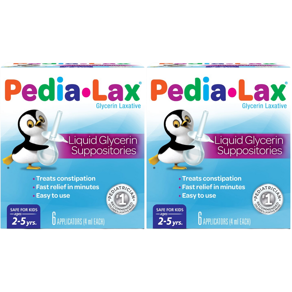 Pedia-Lax Liquid Glycerin Suppositories, 6 Count (Pack of 2)
